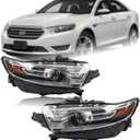 Duolctarms Halogen Type Chrome Pair Projector Headlights Headlamps Assembly Compatible for 2013-2019 Ford Taurus SE/SEL/SHO/Limited DG1Z13008U DG1Z13008Y