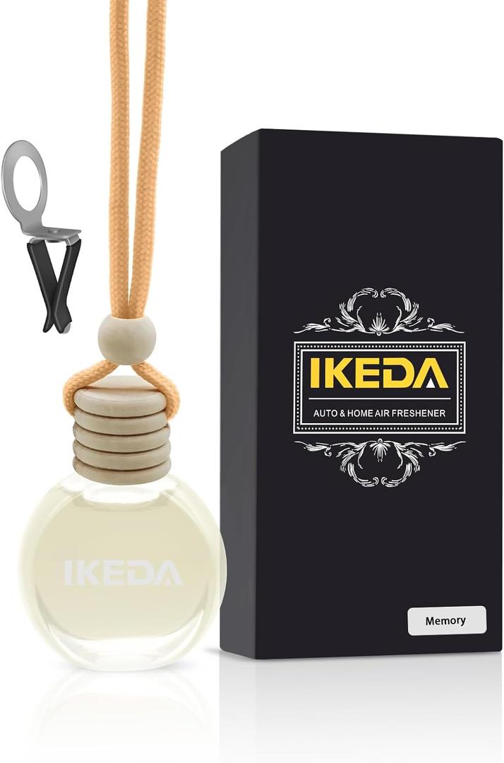 Ikeda Car Air Freshener: Hanging Car Smell Air Freshener | 10ml Hanging Car Perfume | Long Lasting Fragrance | Strong Scents Diffuser for Auto Home (Memory), Pack Of 2
