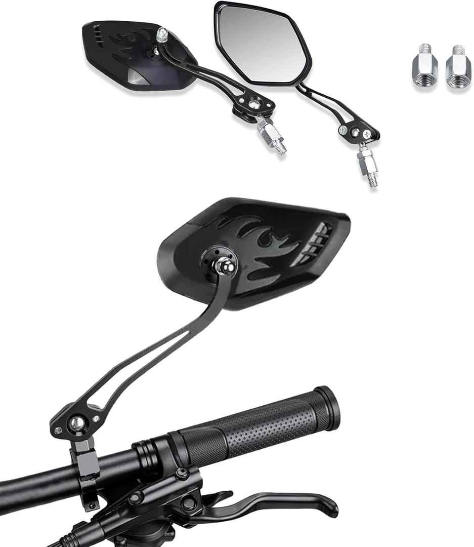 ASUBHA 2PCS Motorcycle Mirrors, Motorcycle Mirrors for Handlebar, Convex Handlebar Rear View Side Mirror with M8 M10 Bolt, Wide Angle Rear View Mirror Car Accessories for Scooter ATV UTV Dirt Bike