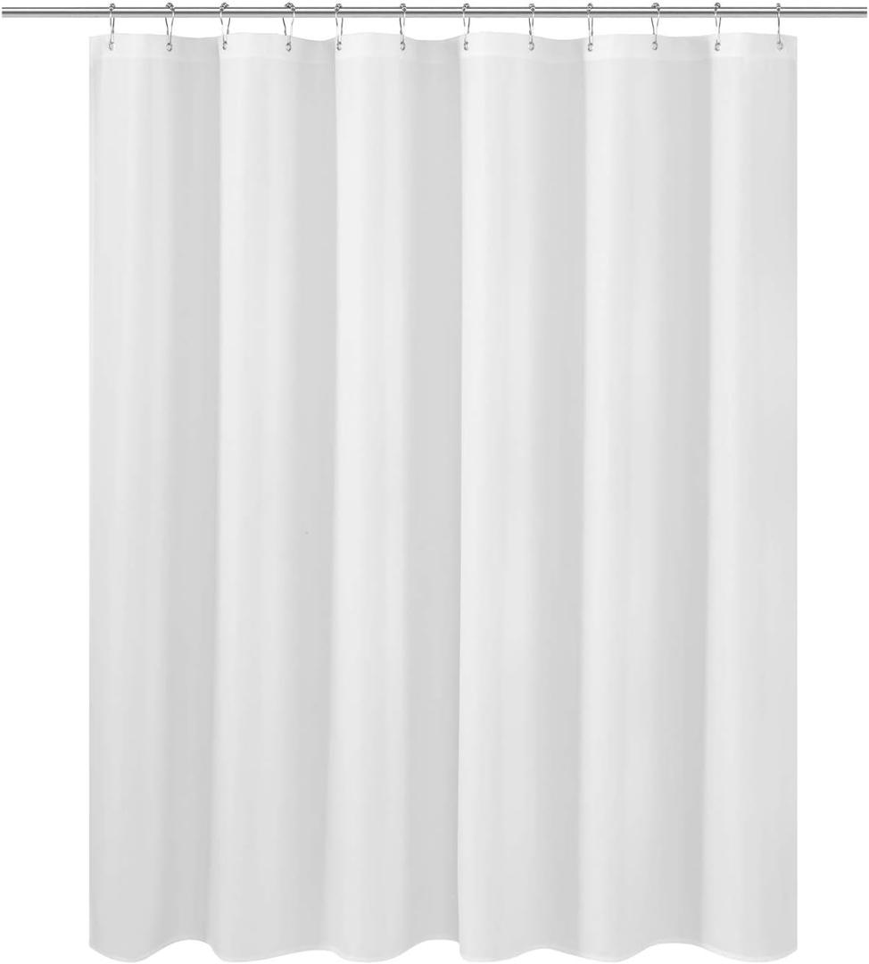 N&Y HOME Short Fabric Shower Curtain Liner 60 inches Long, Hotel Quality, Machine Washable, White Shorter Bathroom Curtains with Grommets, 72x60