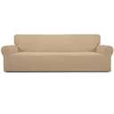Easy-Going Stretch 4 Seater Sofa Slipcover 1-Piece Sofa Cover Furniture Protector Couch Soft with Elastic Bottom for Kids, Polyester Spandex Jacquard Fabric Small Checks Sand