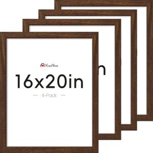 16x20 Picture Frame 4 Pack, Brown Solid Wood, Gallery Wall Hanging