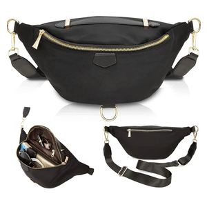 Plus Size Black Fanny Pack, Unisex Cross Body Bag with Adjustable Strap and Colored Adjustable Strap for Outdoors Workout Traveling Casual Running Hiking (Fits 42-54 Inch Waist)