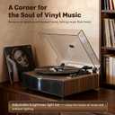 RetroAudio Vinyl Record Player with Built-in Speakers, Bluetooth 5.4 Input Turntable for Vinyl Records, Magnetic Cartridge, 33/45 RPM Belt Drive, RCA Out, Adjustable 3-Level Light Bar, Walnut Brown