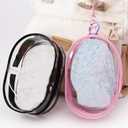 3 x Buminee Clear Display Pouch with Detachable Keychain, Waterproof Storage Case for Stuffed Dolls, Lipstick, Keychains & Charms, 7'' Tall Clear Organizer Bag for Figures/Accessories-White 1 Pack