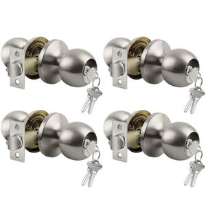 BESTTEN 4 Pack Door Knob with Lock and Key, Keyed Different Entry Door Knob, for Entrance and Front Door, Satin Nickel
