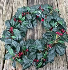  Christmas Wreath 20 in Holiday Hanging Xmas Decor Holly Berries Leaves