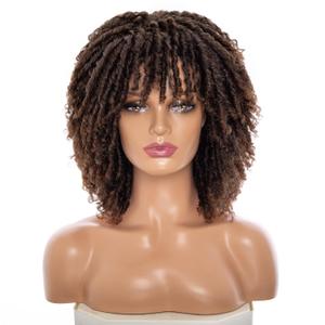 Short Dreadlock Wig for Black Women and Men Afro Curly Twist Wigs Glueless Soft Synthetic Hair Wig Heat Resistant Breathable ((T1B/30))
