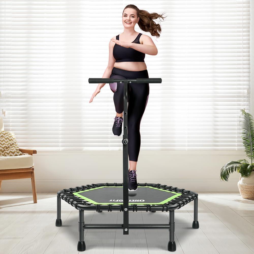 ONETWOFIT 45" Rebounder Trampoline for Adults, Silent Mini Trampoline Indoor Exercise Fitness Trampoline Bungee Rebounder Workout Max Load 330lbs