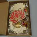 10 Pcs Lotus Decorations for Pooja Diwali Floral Wall Hanging Garlands for Temple Decor Indian Pooja Wood Decoration Back Dropper Showpiece for Diwali Home Wall Room Decor(Bell Style)