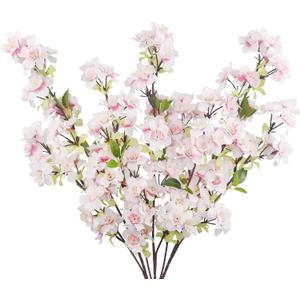 3 Pcs Cherry Blossom Branches for Vase Long Stems Artificial Flowers Spring Summer Decor Light Pink Faux Silk Cherry Blossom Branches for Home Wedding Party Table Centerpieces