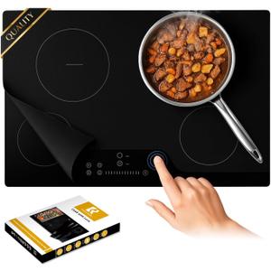 Large Induction Cooktop Protector Mat, Translucent (Magnetic) Stove Top Cover for Electric Stove, Silicone Stove Mat for Glass Top Stove, Glass Top Stove Cover (Semi-transparent Black, 20.4" 30.7")