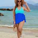 Edelqual Womens Plus Size Tankini Swimsuit Two Piece Tummy Control Bathing Suits Swim Dress Swimwear with Shorts (XXL)