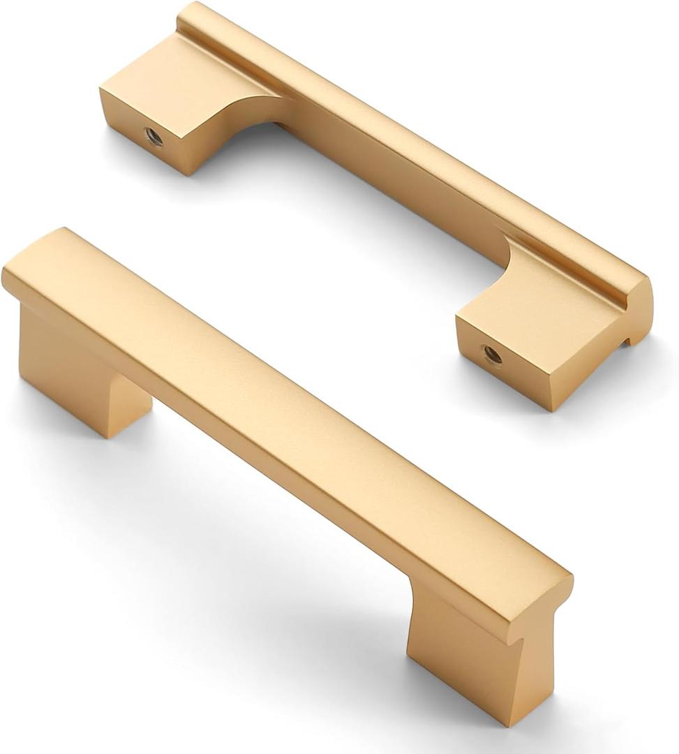 Asidrama 10 Pack 3 Inch (76mm) Brushed Gold Cabinet Pulls Kitchen Cabinet Handles Gold Cabinet Pulls Cabinet Hardware for Cupboard Drawer