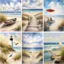 uuxsretaio 6 Pack Paint by Numbers Kits for Adults Beginners, Beach Paint by Number Kits on Canvas, DIY Acrylic Oil Painting Kits with Brushes for Home Wall Decor (8x12 inches Without Framed)