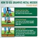 Grampa's Metal Weeder - Stand Up Weed Puller Tool with Steel Long Handle - Made with All Steel Handle & 4-Claw Steel Head - Easily Remove Weeds Without Bending, Pulling, or Kneeling (Green)
