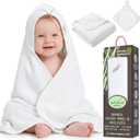 Organic Bamboo Hooded Baby Towels with Washcloths  1 Hooded Towel (30x30 inches) & 1 Washcloth (10x10 inches)  Ultra Soft, Absorbent & Cozy Bath Towels Set for Newborns and Infants