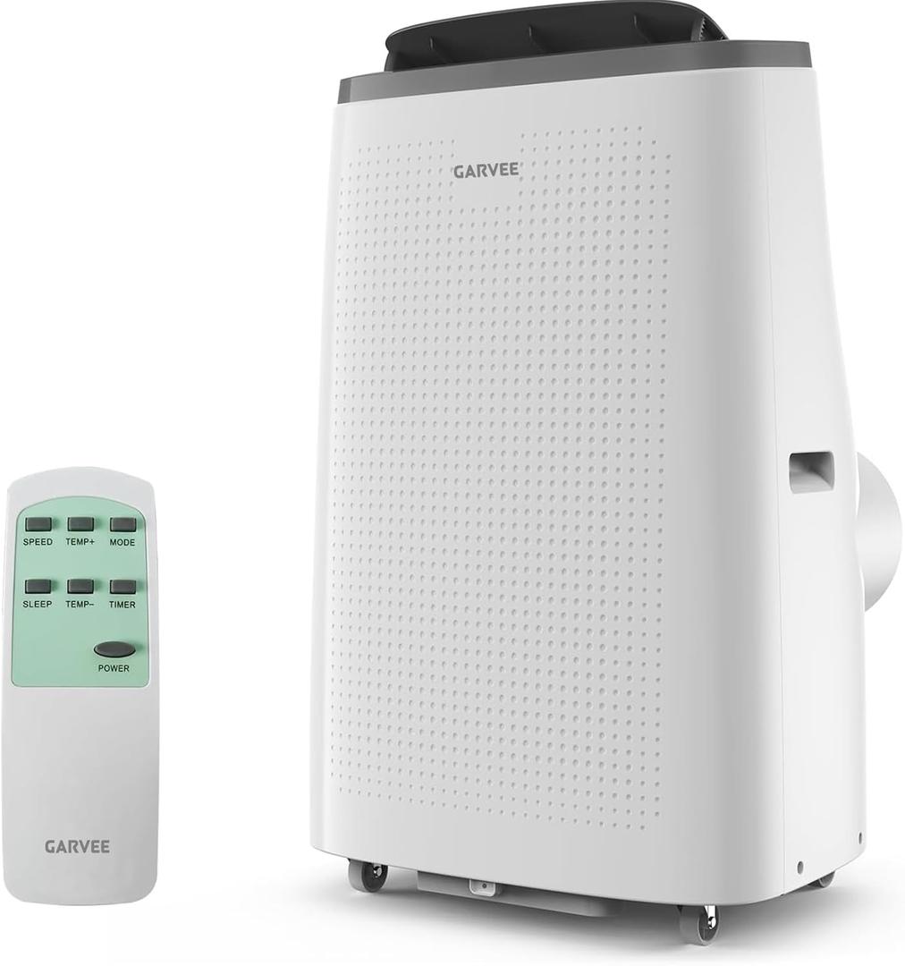 Garvee 14000 BTU Portable Air Conditioner for Rooms up to 750 Sq. Ft, 3-in-1 AC Unit with Cooling, Dehumidifier & Fan, 3 Fan Speeds, Auto Swing, 24H Timer, Energy-Saving, Remote & Window Kit, Gray