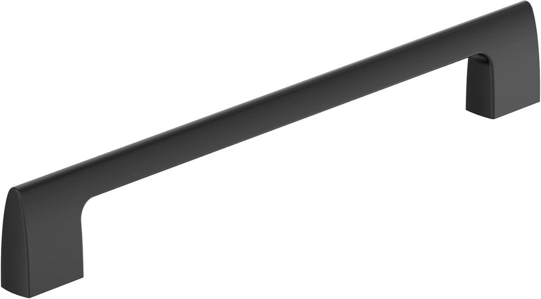 Amerock Riva 8-13/16 inch (224mm) Center-to-Center Matte Black Cabinet Pull, BP55489MB