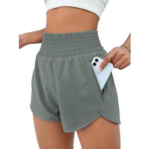 BMJL Women's Athletic Shorts High Waisted Running Short Pocket 2.5" Sporty Shorts Gym Workout Shorts (Gray, M)