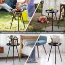 Round Side Table, Small Round End Table Bedside Table, Metal Patio SideTable for Living Room, Bedroom Patio Yard Porch Garden Balcony Bedside Plant Stand Indoor Outdoor, 13 * 21.25 Inches