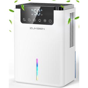 Dehumidifier,75 OZ Quiet Dehumidifier for Home Bedroom Bathroom RV Closet with Timer,Auto Shut Off,Sleep Mode,7 Colors LED Light (2200ML)