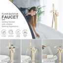 Senlesen Freestanding Bathtub Faucets Floor Mounted Tub Filler Faucet with Handshower Brushed Gold