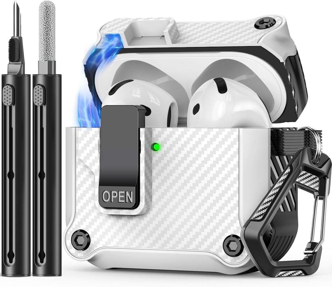 Inesore Compatible with AirPods 4th Generation Case,with Cleaner kit,Automatic Snap Switch Secure for New Airpods 4 Charging Cover [with Active Noise Cancellation] (2024)