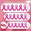 Unittype 18 Pack Pink Ribbon Breast Cancer Awareness Decorations with 2 Rolls 24 yd Ribbon Large Breast Cancer Hanging Ornaments Signs for Women Girls Yard Outdoor Charity Public Party Supplies