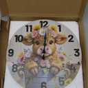 CHGCRAFT Cute Style Wall Clock 12 Inch Highland Cattle Clock Flowers Round Decorative Clocks for Bedroom Living Room Kitchen Office
