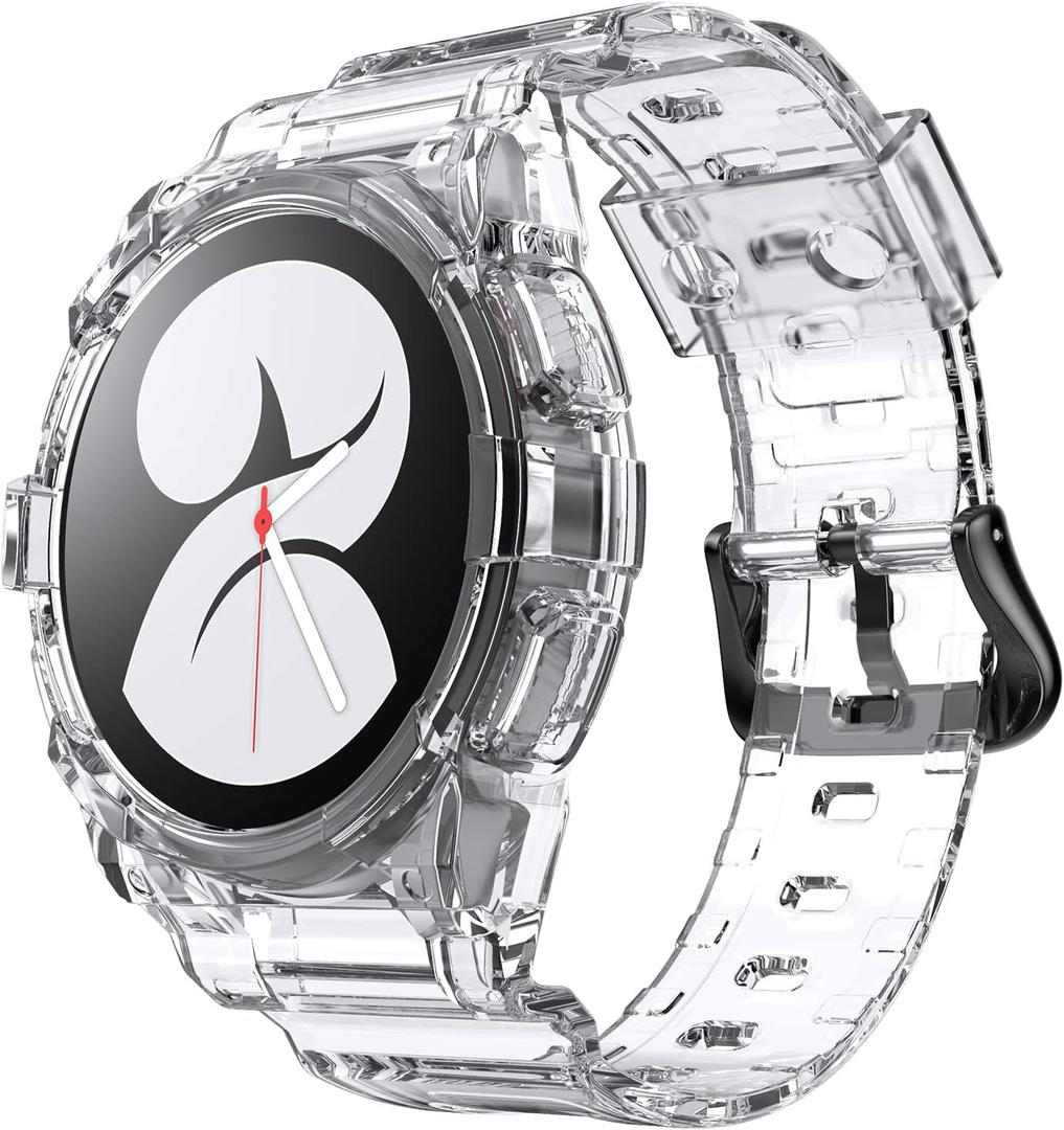 NotoCity for Galaxy Watch 4 Galaxy Watch 5 Watch 6 40mm Band, Clear Band with Protective Case Replacement Strap for Galaxy Watch 4/5 (40mm, Clear)