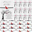 Qilery 12 Sets Red Cardinals Bracelet for Women Celebration of Life Memorial Sympathy Bangle with Prayer Cards Memorial Gifts for Loss Loved One