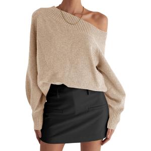 Saodimallsu Womens Off The Shoulder Sweater (Beige, M)