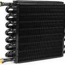 1/2" Transmission Cooler 16 Pass Aluminium alloy 8AN Tube Fin Air Compressor Aftercooler Oil Cooler Universal Black