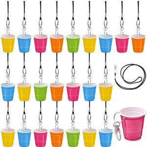30 Set Shot Glass Necklaces Cups with Lanyard 2 oz Clip Plastic Mini Shot Glasses Adult Party Favor for New Year Wedding Birthday Fiesta Whiskey Tequila Vodka Supplies (Colorful)