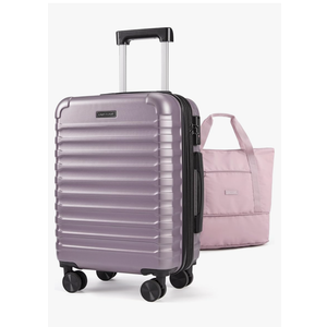 LIGHT FLIGHT Luggage Sets, Carry On Luggage 22x14x9 Airline Approved, Carry On Travel Bag Suitcases with Wheels, Expandable Hardside Lightweight Rolling with TSA Lock 2-Piece Set (DB/20), Rose Purple