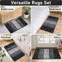 Bsmathom Bathroom Rugs Sets 4 Piece with Toilet Cover, Soft Absorbent Bath Mats Non-Slip Machine Washable Bath Rugs Set with U-Shaped Contour Toilet Mat for Bathroom Tub, Shower, Black
