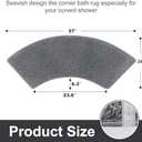 Seavish Luxury Grey Shag Curved Bath Rug, 18 x 30 inch Non Slip Microfiber Soft Absorbent Fanned Shower Mats Washable Bathroom Rug Corner Bath Tub Floor Carpet for Quadrant Shower Stall 