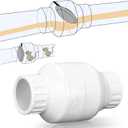 Geetery 1 Inch PVC Slip Swing Check Valve No Spring Back Flow Preventer Valve White No Return Silent Backflow for Backflow Prevention, Reduces Water Hammer Noise