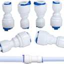 Quick Straight Connector 6Pcs 3/8 to 1/4 Water Line Adapter,1/4 Quick Connect Fittings for RO Water Systems Purifiers Filters,1/4 to 3/8 Water Line Adapter (6), Blue, 19ZH-SGSPQ-1