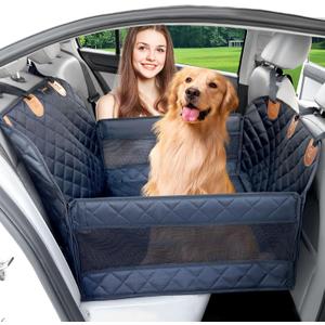 Paw Jamboree Dog car seat Cover for Back seat Hard Bottom Half Dog car seat Cover Passenger Friendly Back seat Extender for Dogs, Black,  Size: 28.7x64.5 " Large Half Dog Car Seat Cover