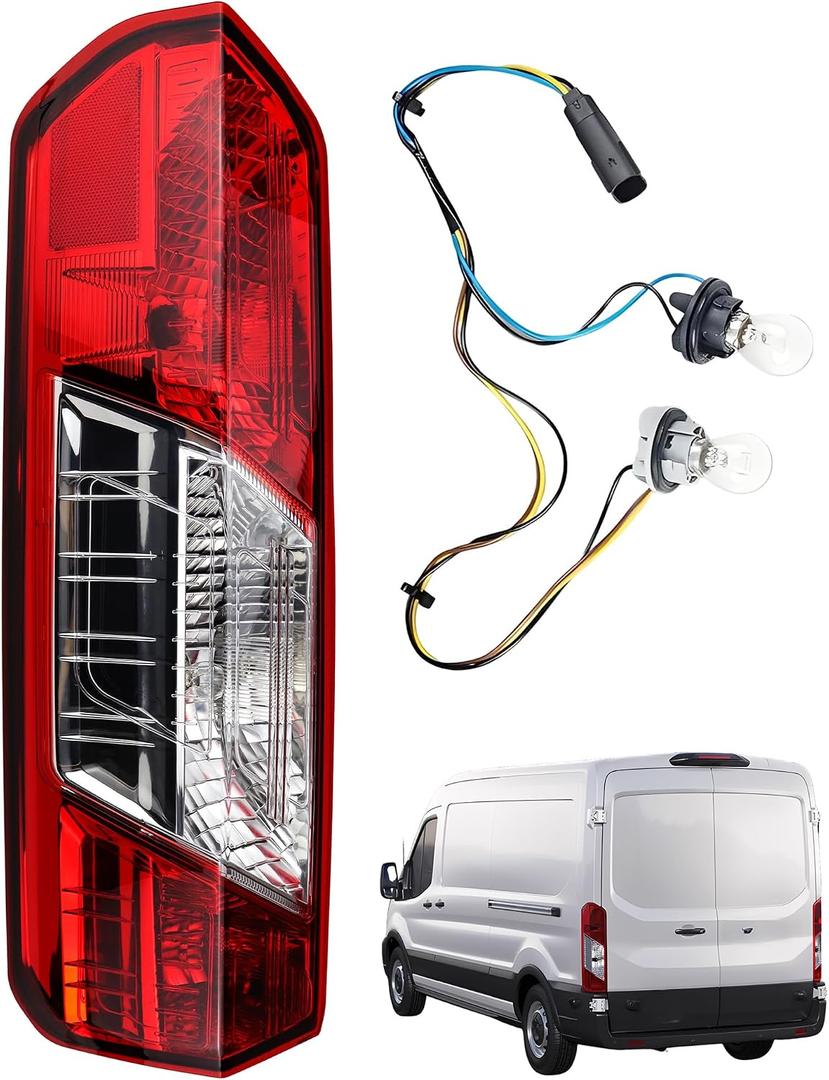 Tail Light Assembly Left Driver Side Compatible with Ford Transit 150 250 350 350HD 2015-2025, Replaces CK4Z13405G FO2800242C, Includes Bulbs & Harness (Single Rear Wheel Only)