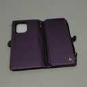 Defencase for iPhone 15 Pro Max Magnetic Wallet Case Compatible with Magsafe with RFID Blocking Zipper Strap Card Holder for Women Men, PU Leather Detachable Case for iPhone 15 Pro Max (6.7"), Purple