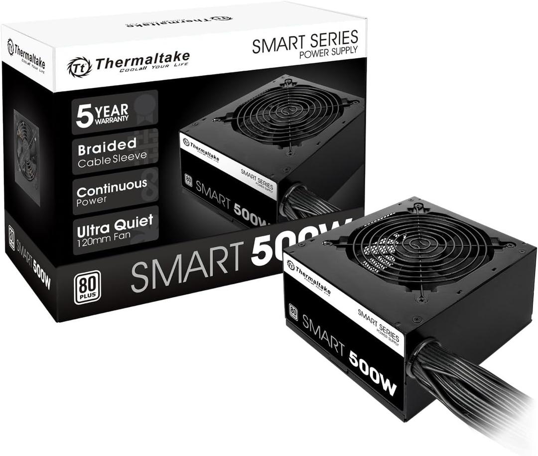 Thermaltake Smart 500W 80+ White Certified PSU, Continuous Power with 120mm Ultra Quiet Cooling Fan, ATX 12V V2.3/EPS 12V Active PFC Power Supply PS-SPD-0500NPCWUS-W