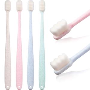 4 Pieces Extra Soft Toothbrushes for Sensitive Gums with 20000 Micro Nano Bristle for Adult Pregnant Gum Recession Elderly Braces, Protect Fragile Gums(Blue, Green, Pink, Beige)