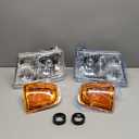 for 2001-2011 Ford Ranger Headlights Assembly Compatible with 2001 2002 2003 2004 2005 2006 2007 2008 2009 2010 2011 Ranger Chrome Housing Amber Reflector Replacement Driver & Passenger Side