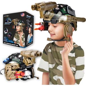 Police kids toy soldier Army SWAT Helmet Commander Set. megaphone led scope, dart toy gun & 4X Binoculars (Camouflage)
