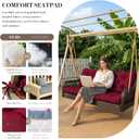 Outdoor/Indoor Swing Replacement Cushion, 2 or 3 Seats Bench Cushions with Backrest, Thicken 4" Recliner Seat Pad for Garden/Patio, Waterproof Premium Tufted Cushion with Ties(Claret-60x40x4in)