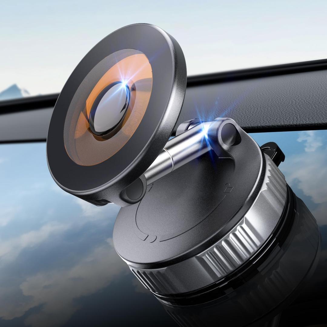 ELWEY Phone Holders for Your Car Magnetic, 360 Vacuum Adjustable Suction Cup Car Phone Mount Magsafe [98+LBS Strong Suction & 3200gf Power Magnet] for iPhone 17 Pro Max 16 15 14 13 12 Plus