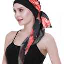 Chemo Headwear Turbans for Women Long Hair Head Scarf Headwraps Cancer Hats (Dark Red Black)